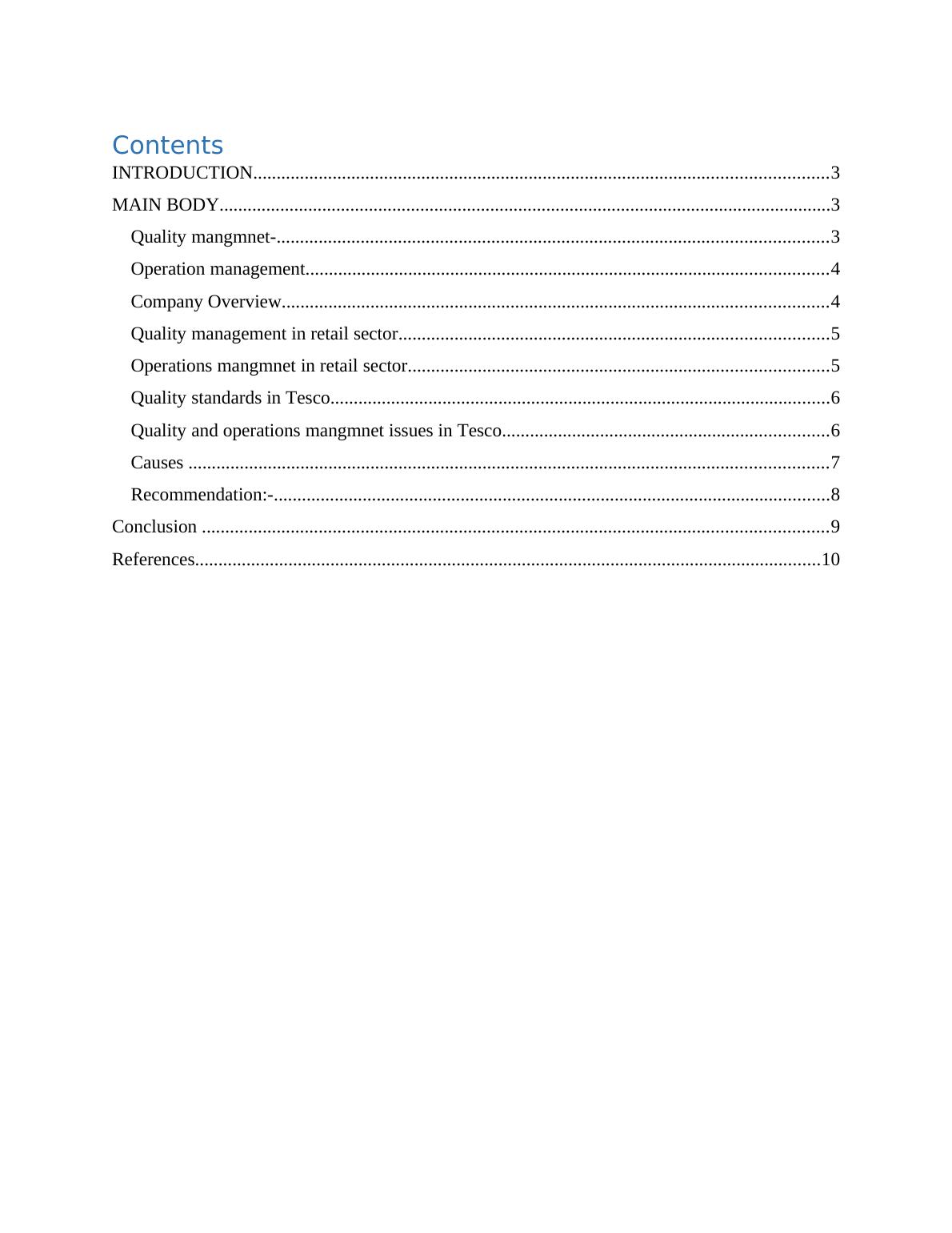 Operations And Quality Management In Tesco Desklib