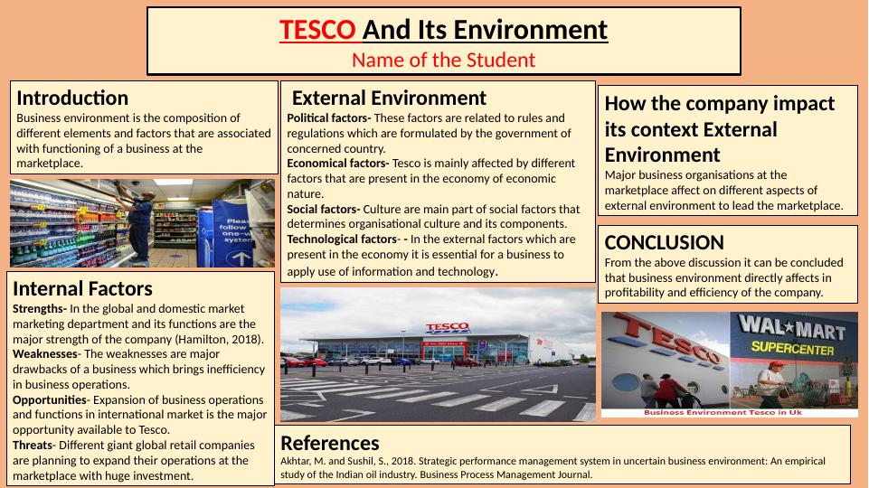 Tesco Business Environment Internal Factors External Factors