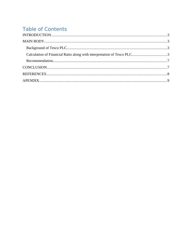 Financial Ratio Analysis Of Tesco Plc Desklib