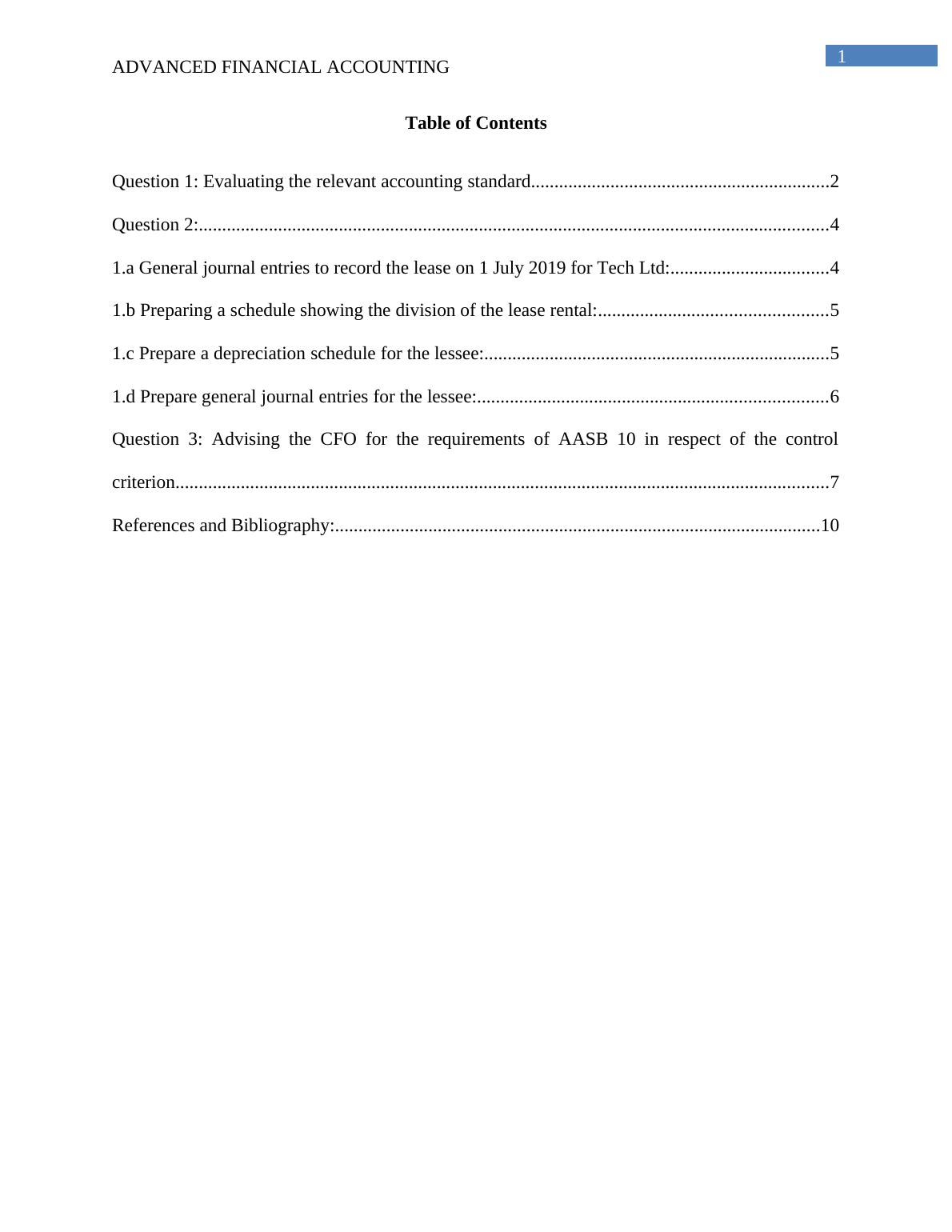 Advanced Financial Accounting Assignment Answers