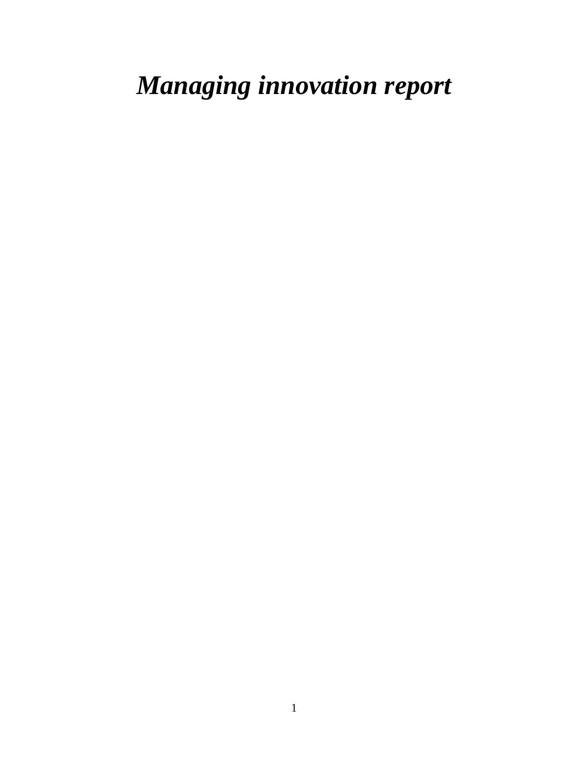 Managing Innovation Report Desklib