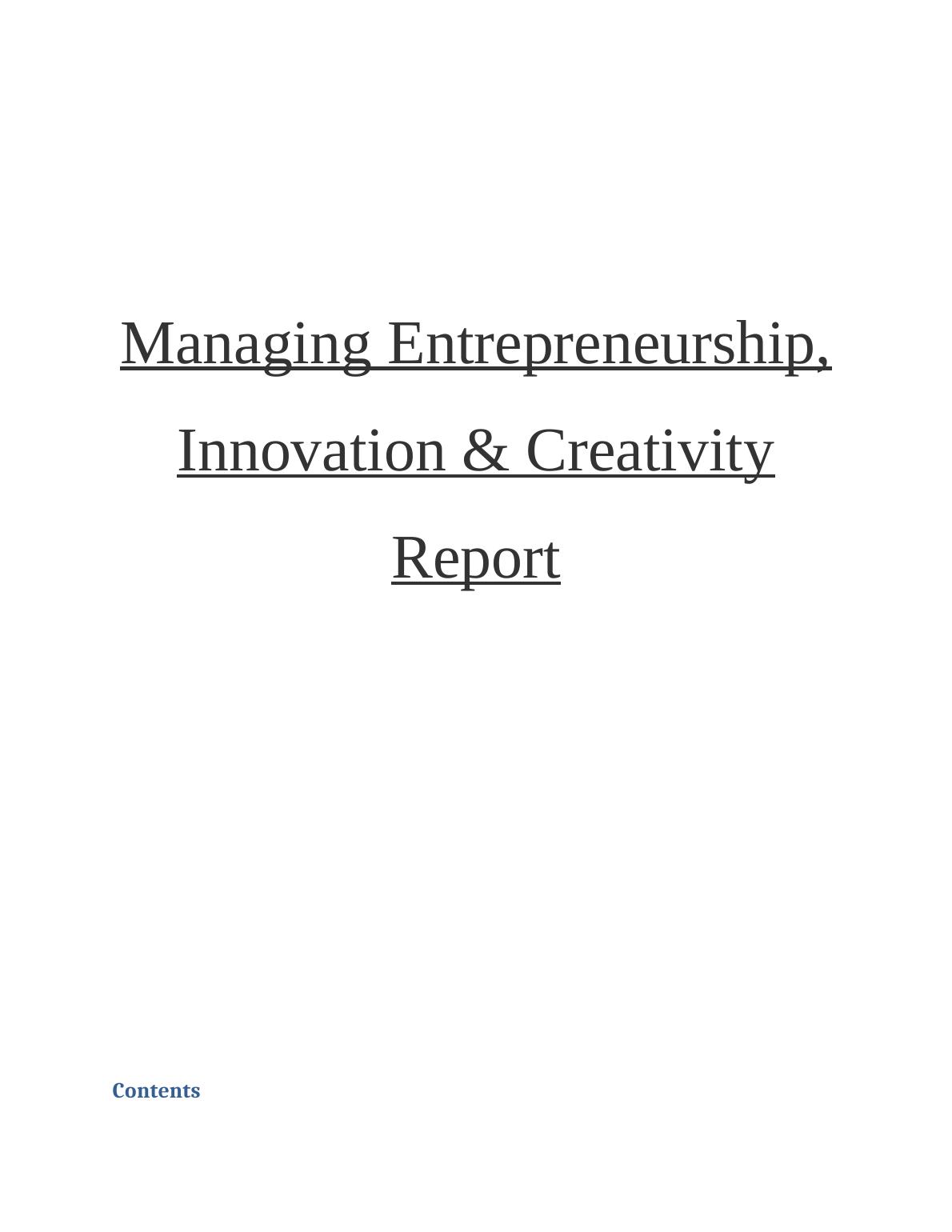 Managing Entrepreneurship Innovation Creativity Report Desklib