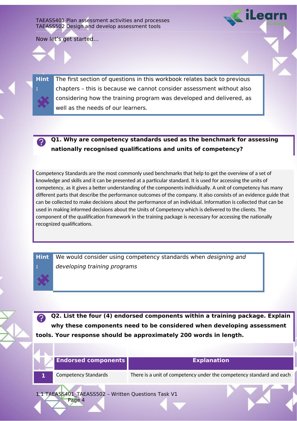 Design And Develop Assessment Tools