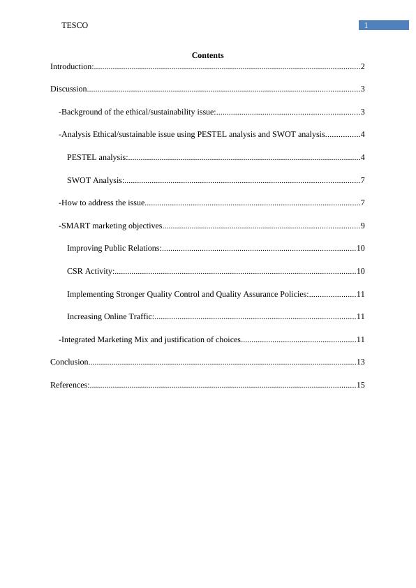 Marketing Study For Tesco Desklib