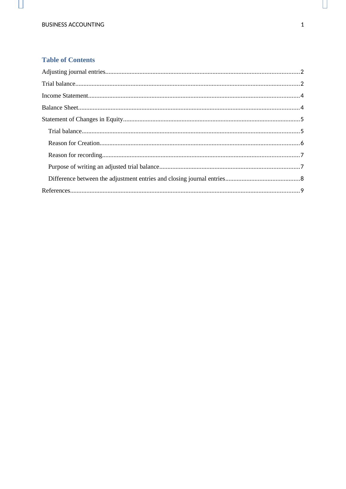 Business Accounting Report Financial Statements Analysis