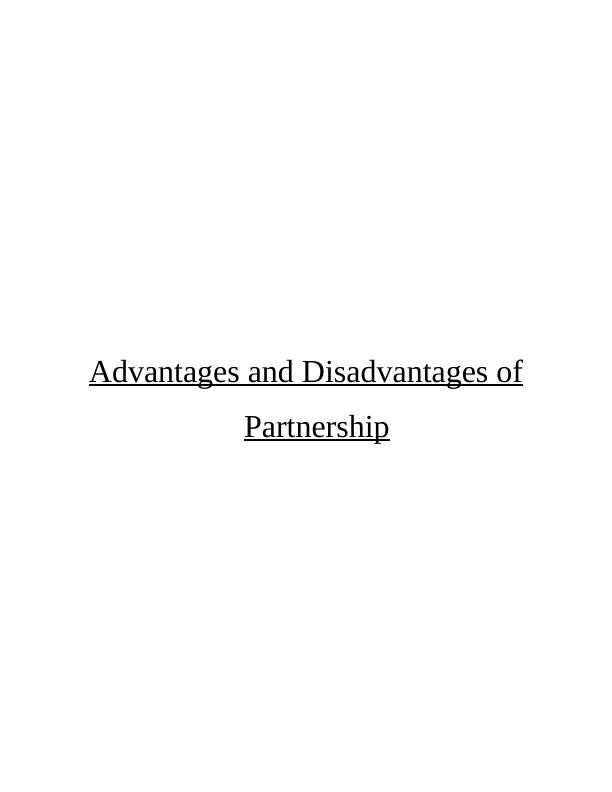 Advantages And Disadvantages Of Partnership