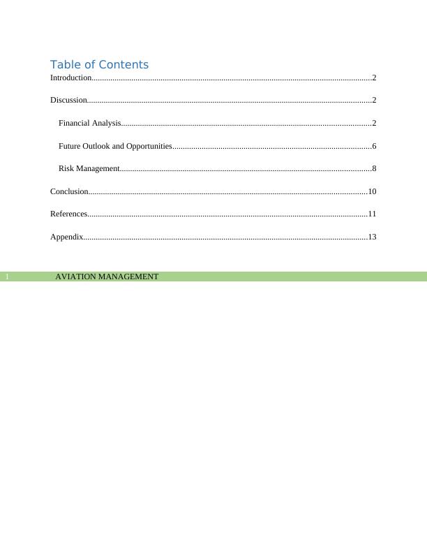 Financial Analysis Of Southwest Airlines Annual Report