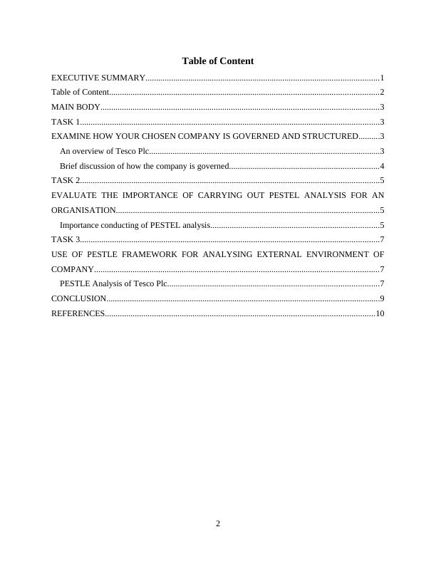 Business Environment Governance And PESTEL Analysis Of Tesco Plc