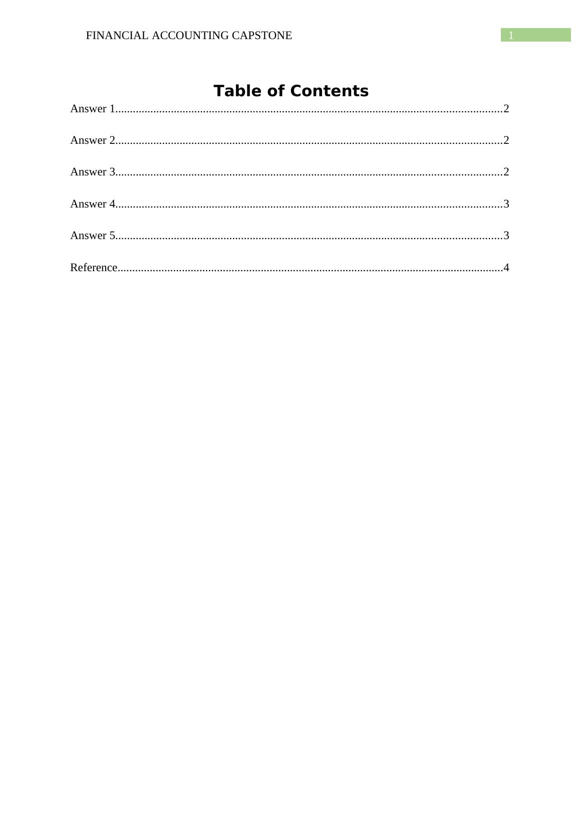 Financial Managerial Accounting Capstone