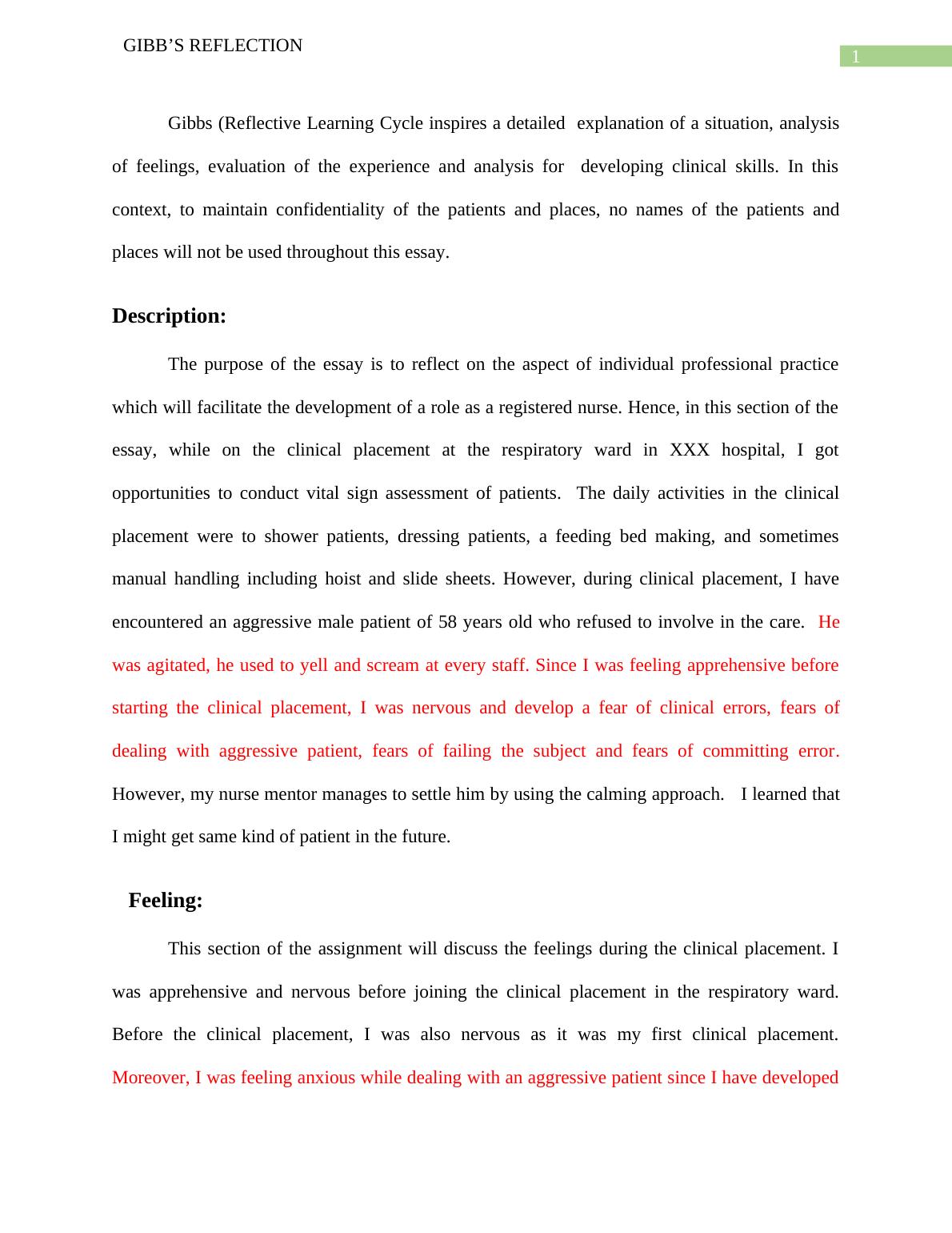 Essay On Gibbs Reflection Reflective Learning Cycle