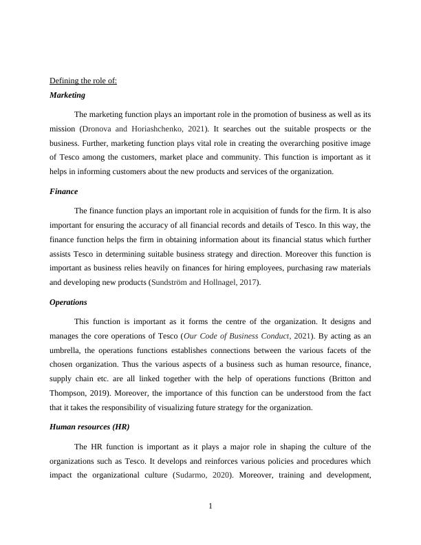 Importance Of Different Functions In Organizations A Case Study Of Tesco