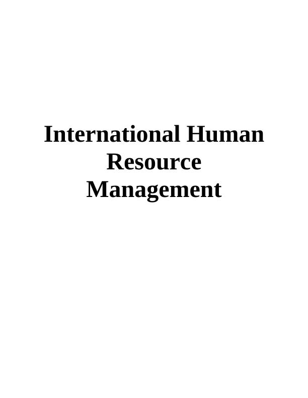 International Human Resource Management Culture Issues Uk Companies