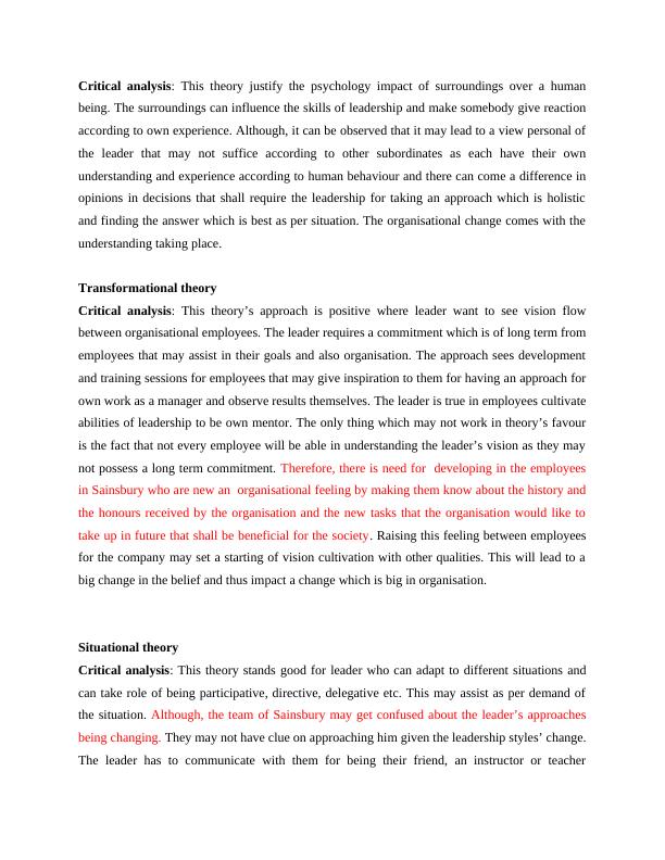 Management And Operations In Sainsbury Analysis Of Theories And