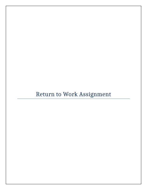 Return To Work Assignment Desklib