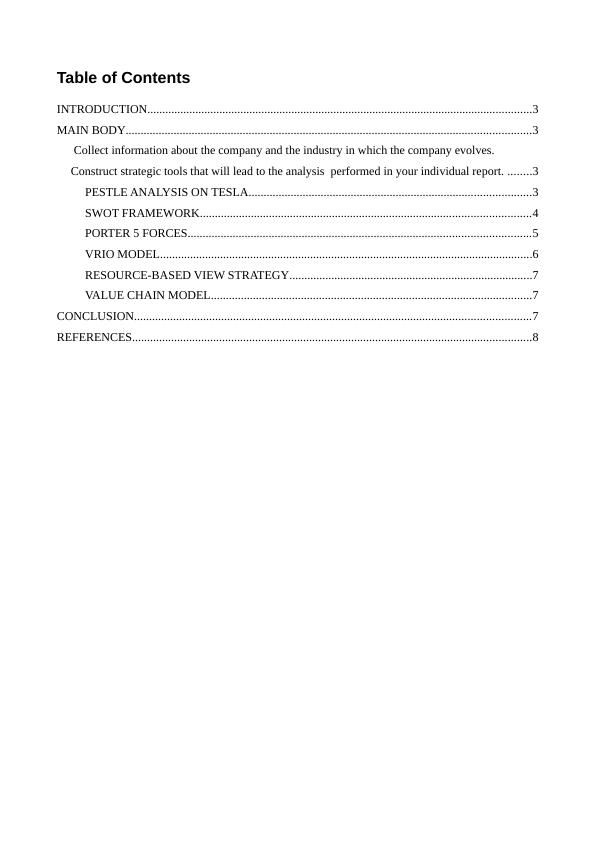 Strategic Management Analysis Of Tesla Pestle Swot Porter Forces Vrio