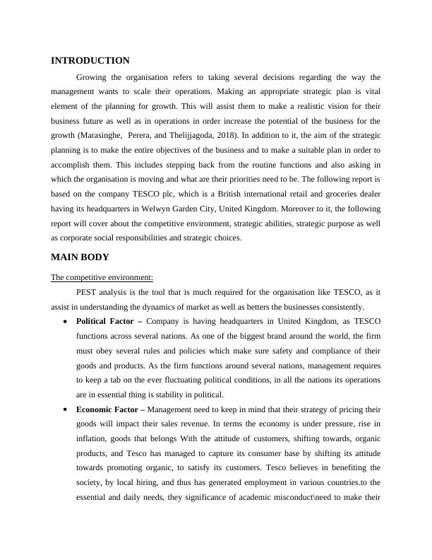 Strategic Planning For Growth A Case Study Of Tesco Plc