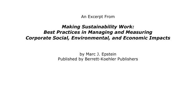 Best Practices In Managing And Measuring Corporate Sustainability