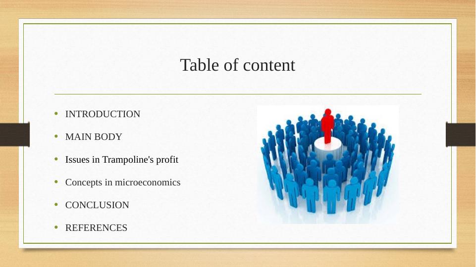 Trampoline S Profit Issues And Microeconomic Concepts Desklib