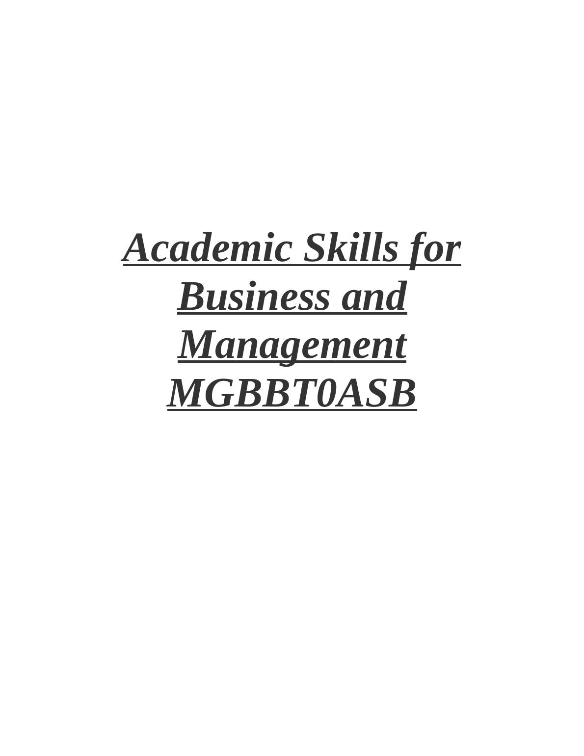 academic skills for business and tourism management essay