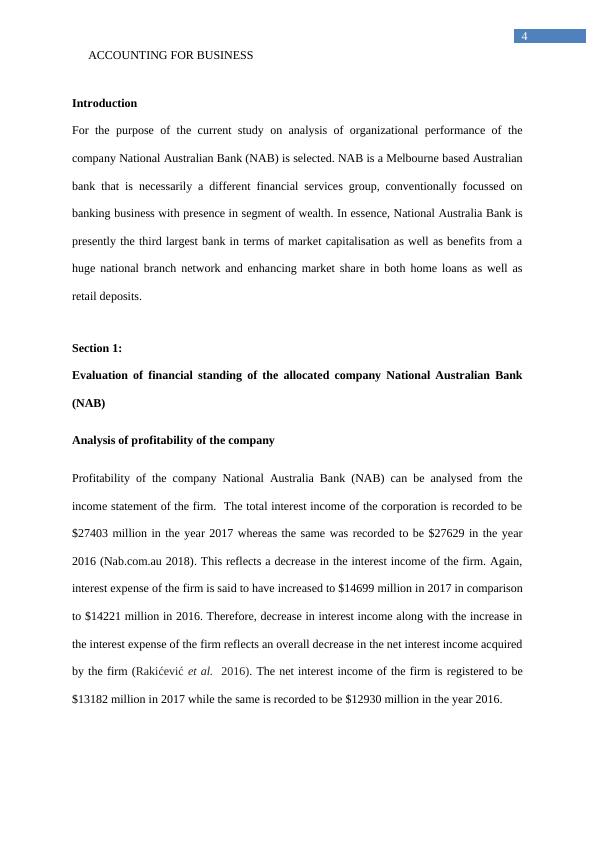 Accounting for Business: Analysis of Financial Standing of National Australian Bank_4