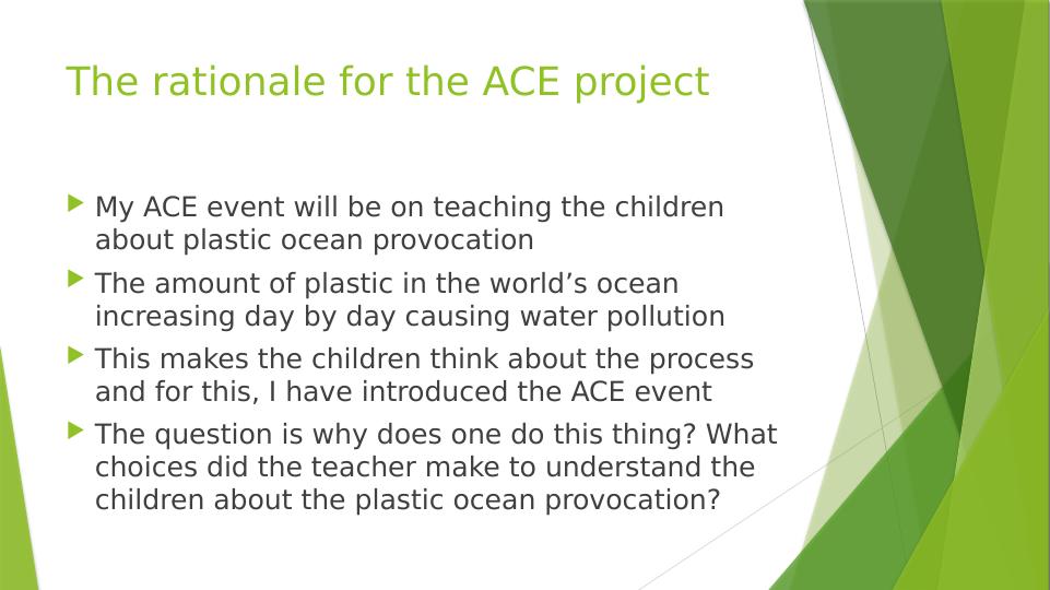 ACE Project Plastic Ocean Provocation Desklib