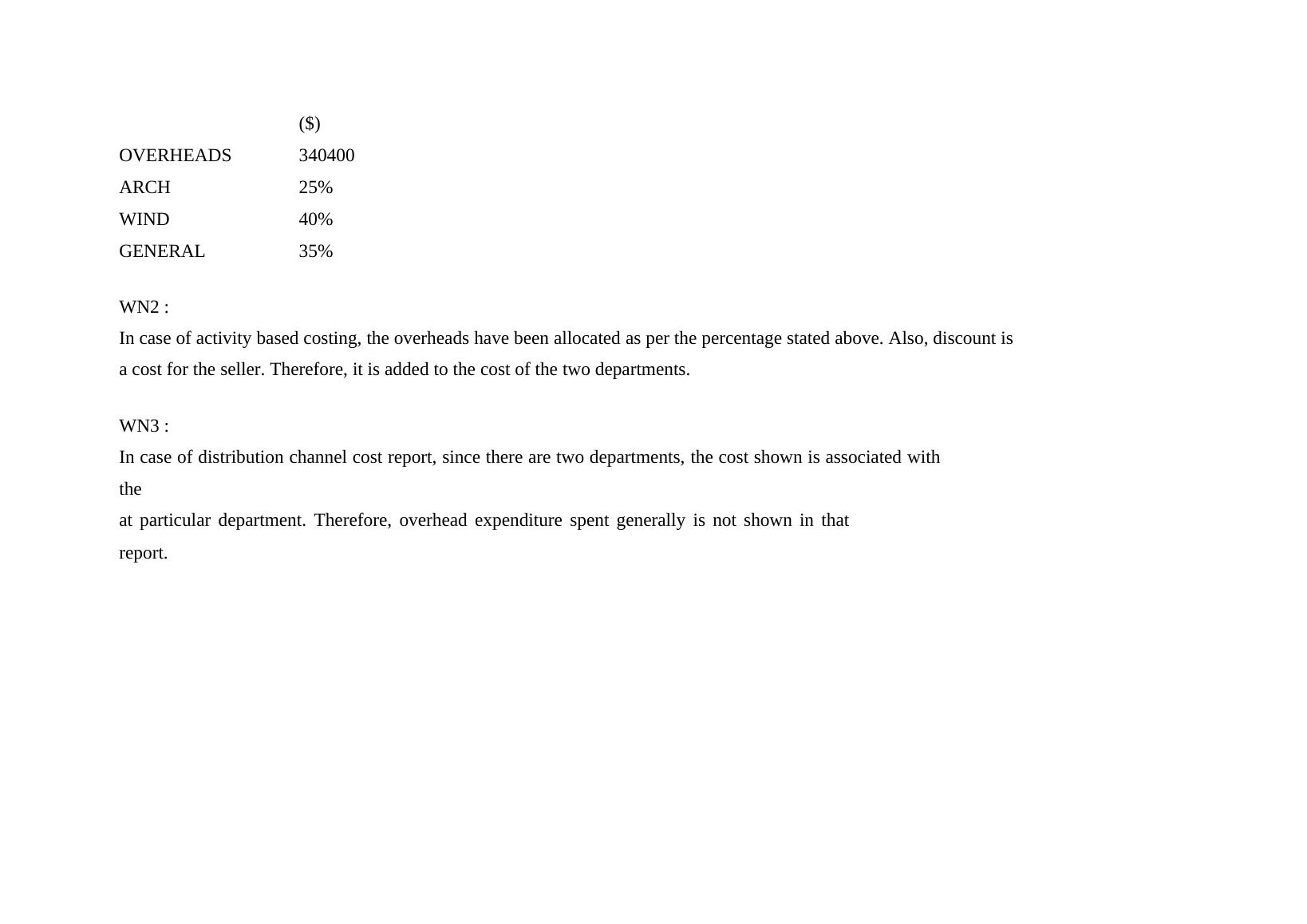 Activity Based Cost Report, Customer Profitability and Distribution