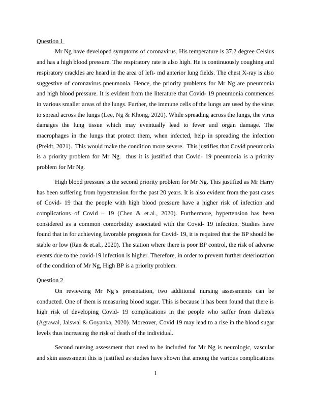 ACUTE B Part 1 Mr NG CASE STUDY - Desklib