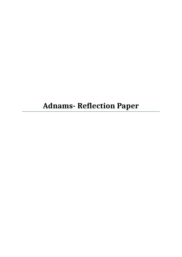 Adnams- Reflection Paper_1