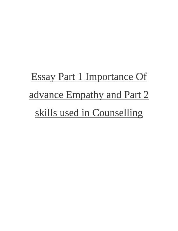Importance of Advanced Empathy and Skills Used in Counselling_1