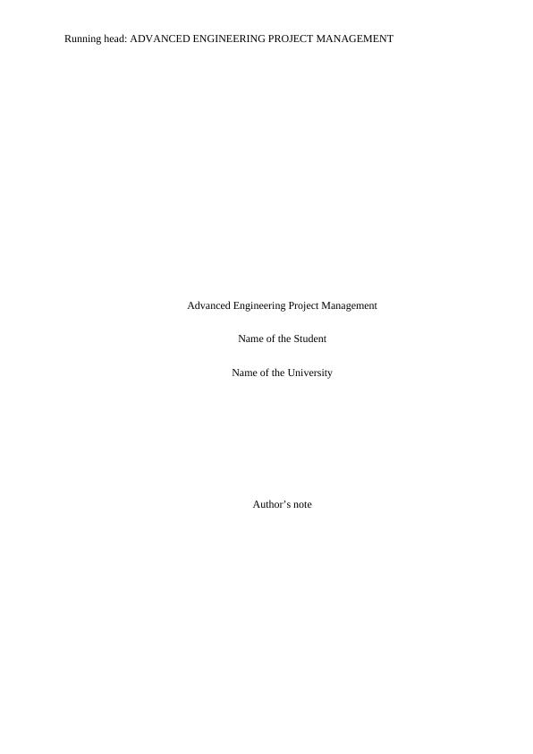 Advanced Engineering Project Management - Earned Value Management and ...