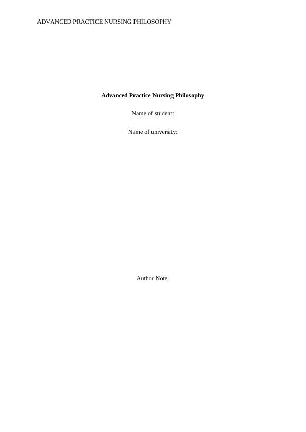 Advanced Practice Nursing Philosophy_1