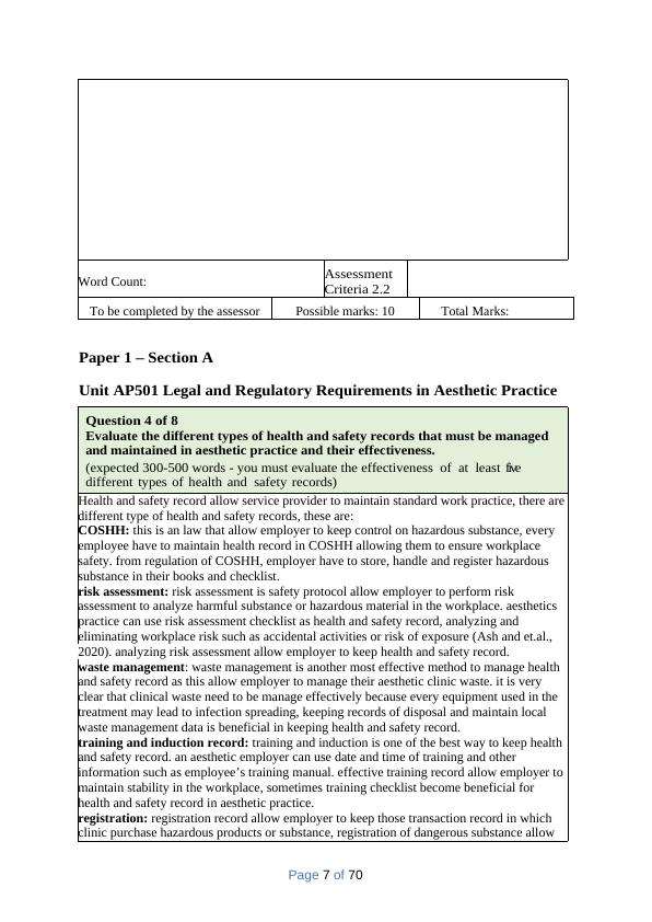 Aesthetic Practice SAQs Desklib