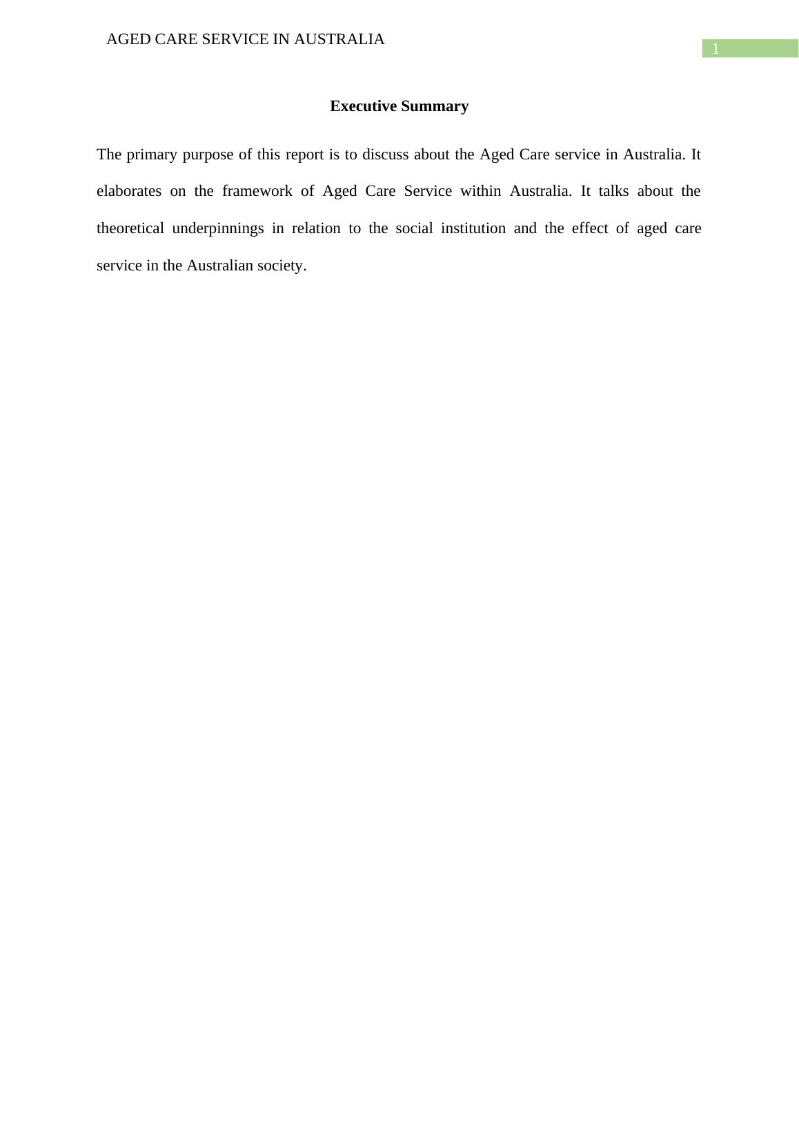 Comprehensive Report: Aged Care Services in Australia