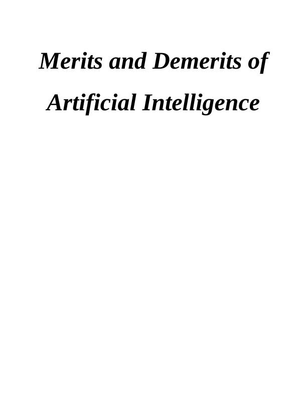 artificial intelligence merits and demerits essay