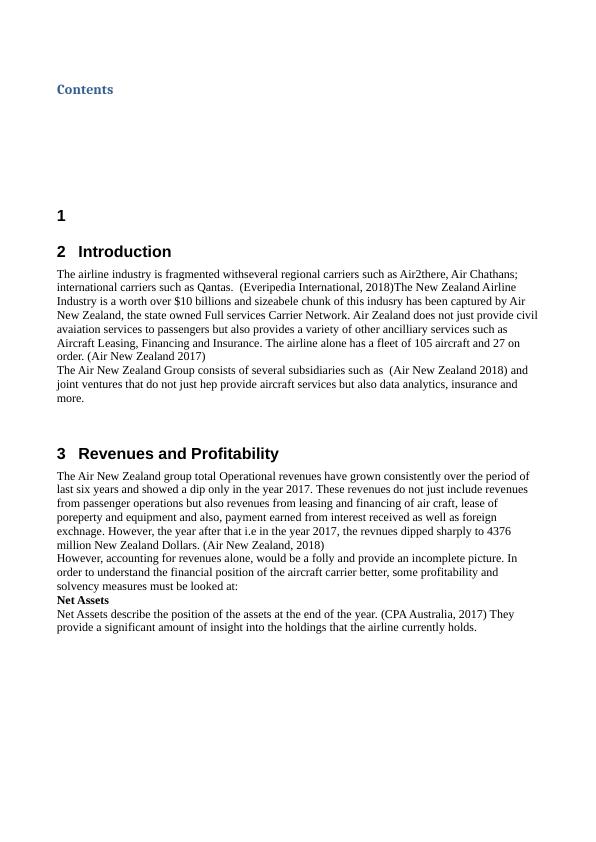 Financial Analysis of Air New Zealand Desklib