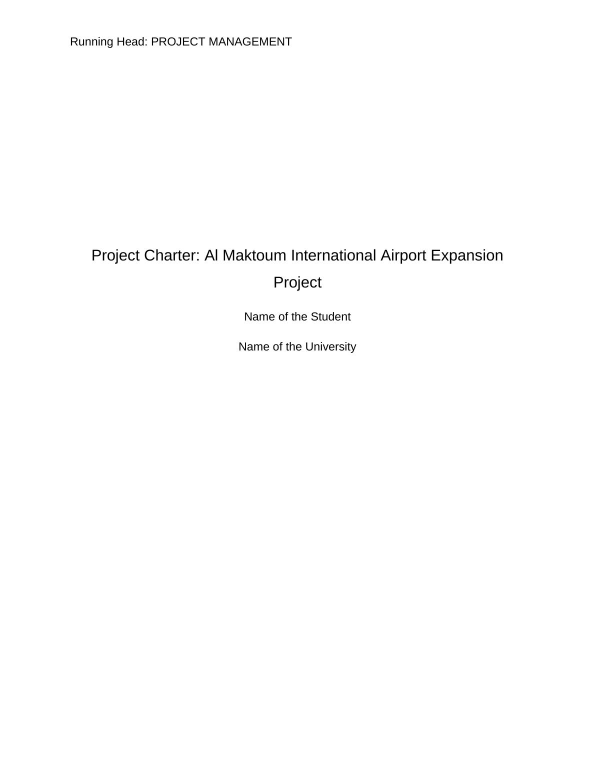 Project Charter: Al Maktoum International Airport Expansion Project