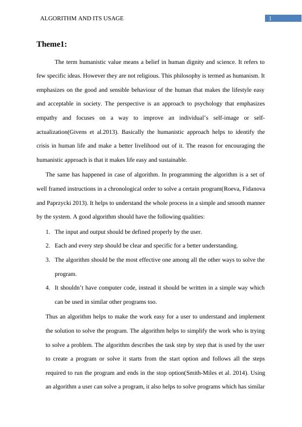 Algorithm and Its Usage: Analysis and Future Trends