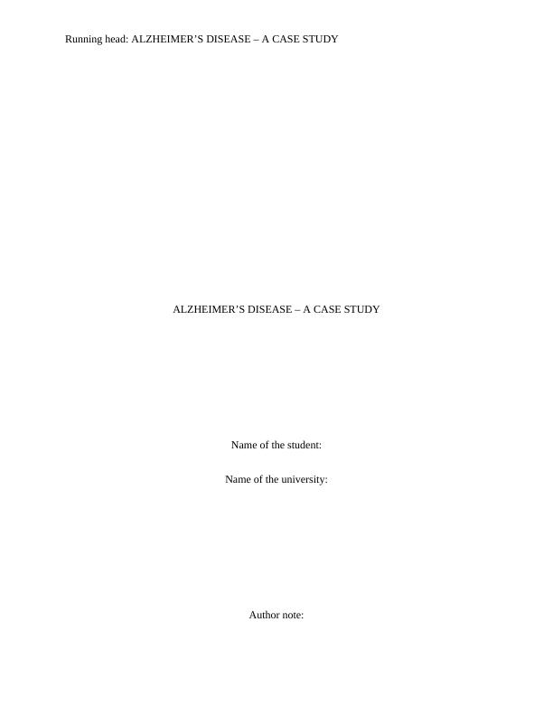 case study of alzheimer's disease pdf