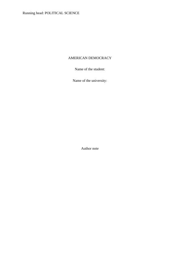 American Democracy: A Study of Alexis Tocqueville's Views on Township Planning, Liberty, and Omnipotence of the State_1