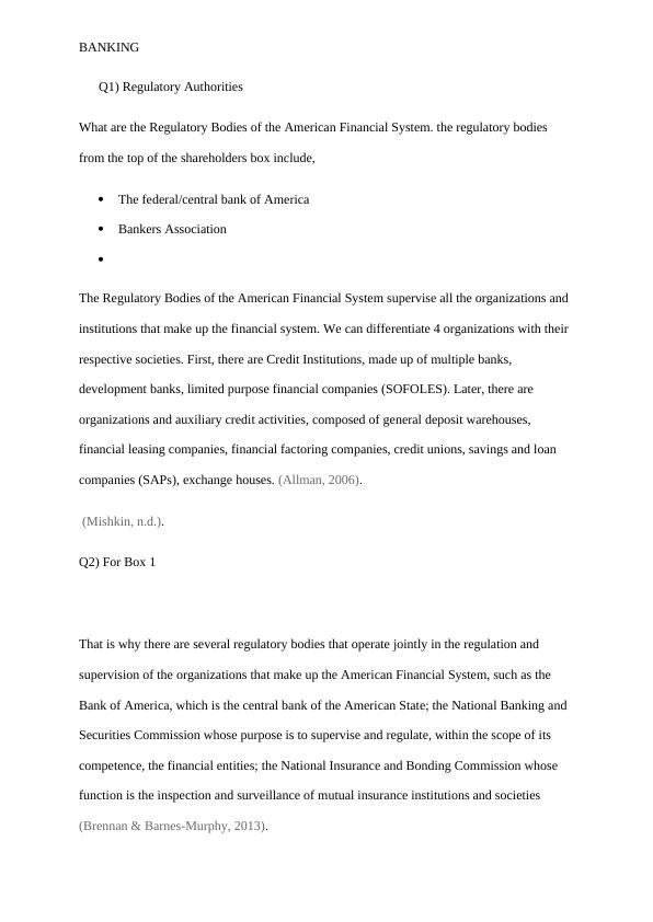 Regulatory Bodies of the American Financial System Desklib