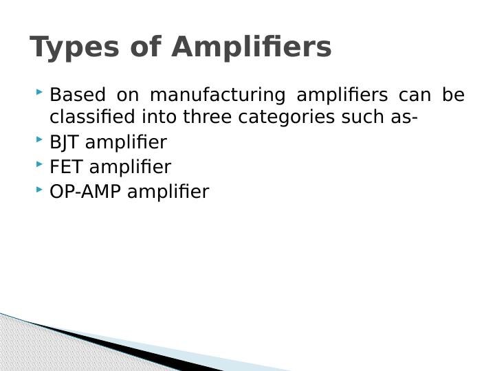 Amplifier Circuits: Types, Characteristics and Applications_3