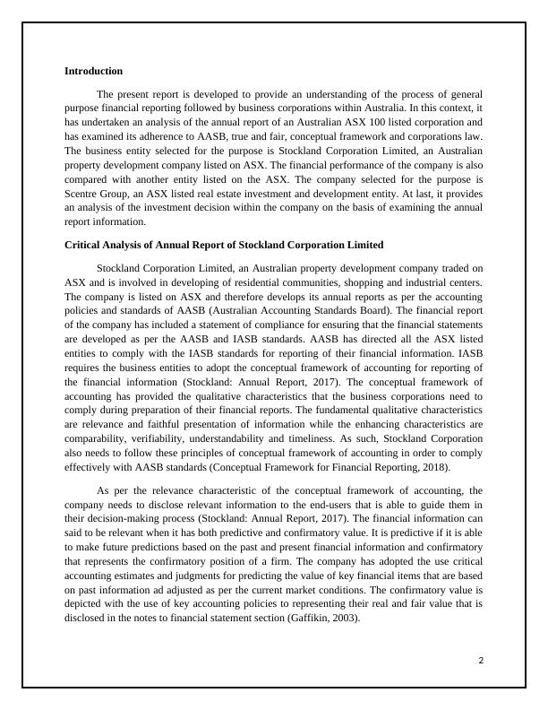 Analysis of Annual Report of Stockland Corporation Limited_2