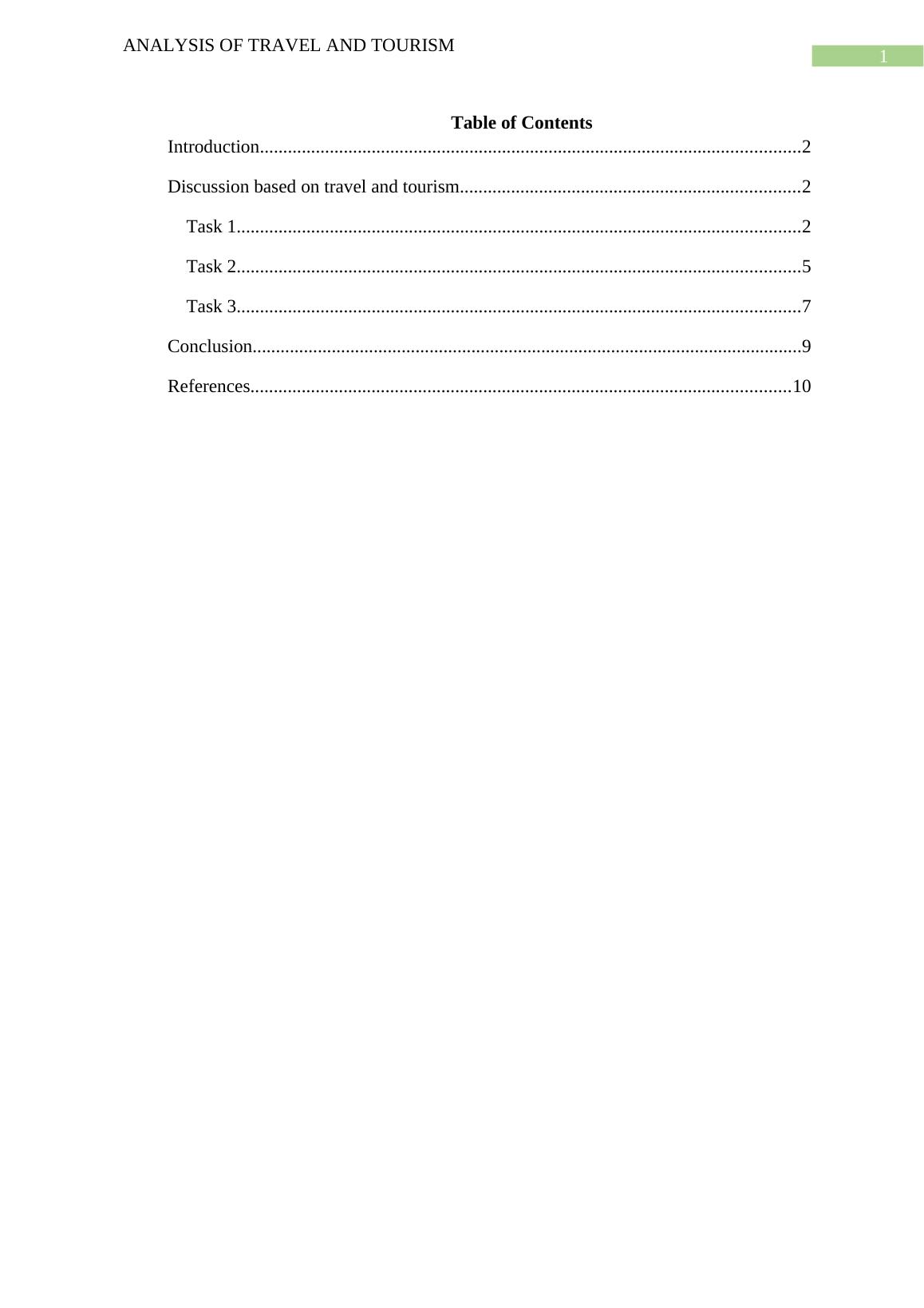 analysis of tourism thesis