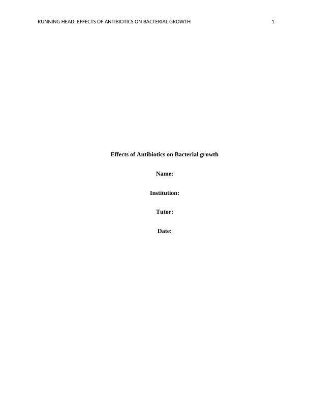 the effect of antibiotics on bacterial growth experiment