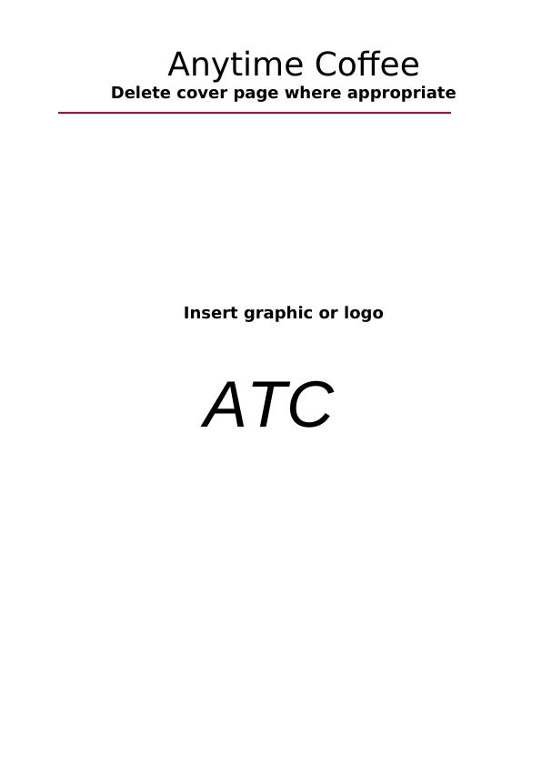 Anytime Coffee A Healthy Coffee Shop Business Plan