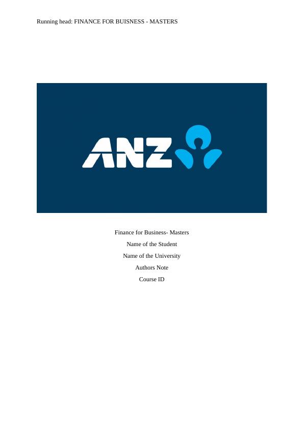 Financial Analysis of ANZ Bank: Share Price Movement and Fundamental Ratios_1