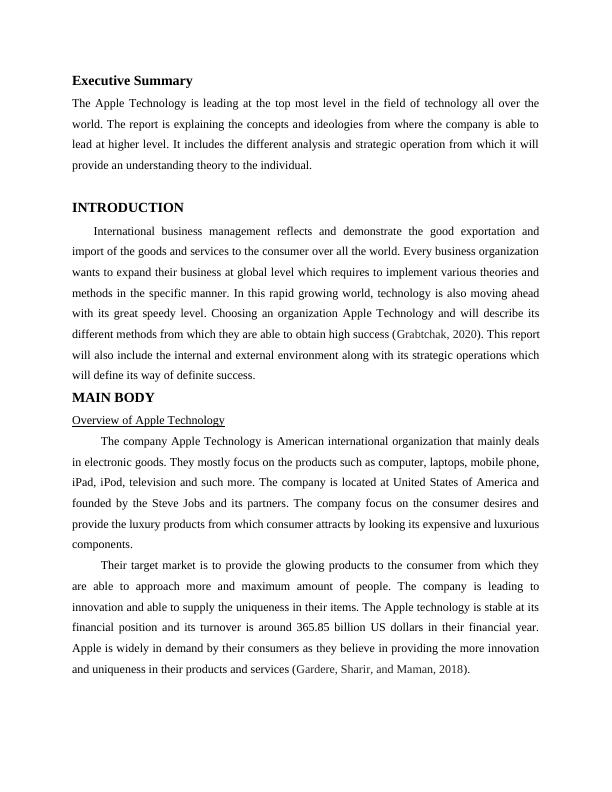 Apple Technology Internal and External Analysis and Competitive Strategy