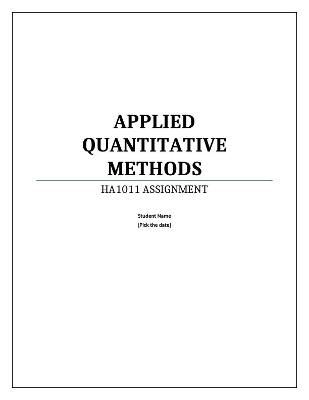 Applied Quantitative Methods HA1011 Assignment_1