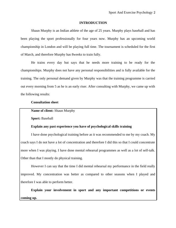 Applied Sport and Exercise Psychology for Baseball Athlete Shaun Murphy