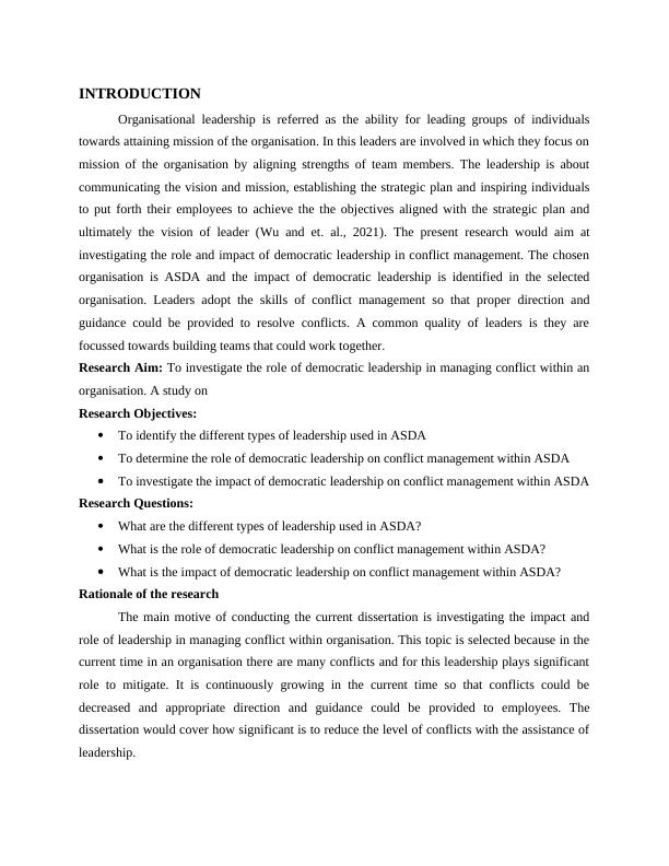 Impact of Leadership on Conflict Management in ASDA - Desklib